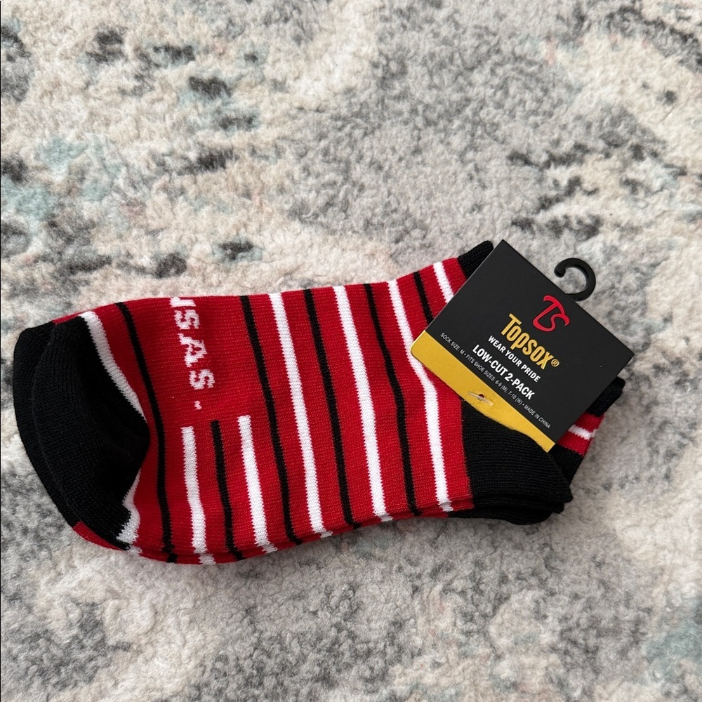 Topsox Red and Black Striped Arkansas Razorbacks 2 Pack Socks